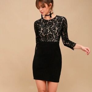 NWT Lulus Black Lace Bodycon Dress